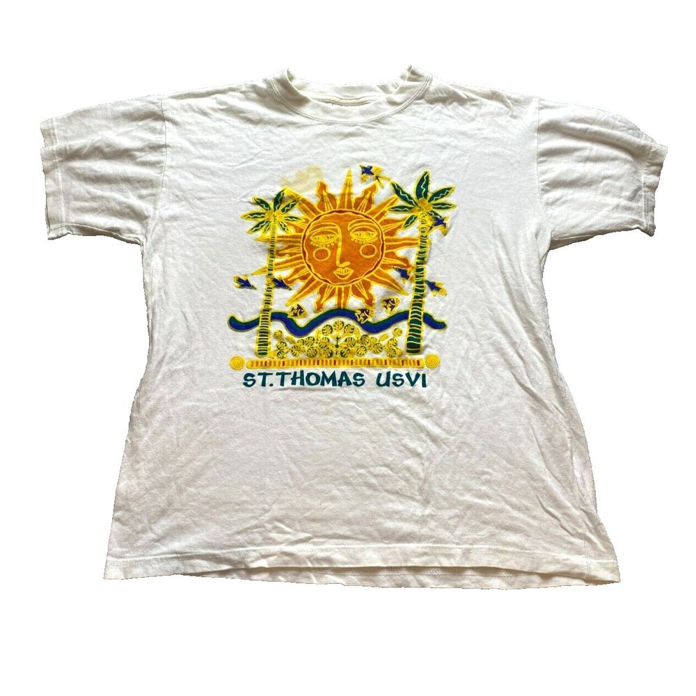 Vintage St. Thomas Virgin Islands Shirt‎ Adult Large Paradise Sun Art Artsy Mens